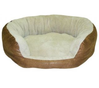 36 Fiber Fill Faux Leather Oval Pet Bed —