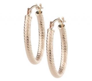 EternaGold Diamond Cut Oval Hoop Earrings 14K Gold —