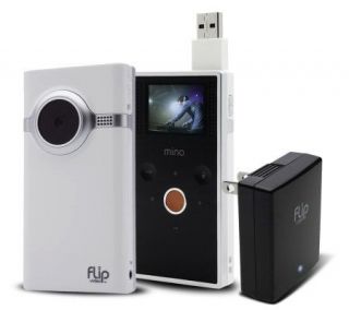Pure Digital F360 Flip Mino White Camcorder with Adapter —