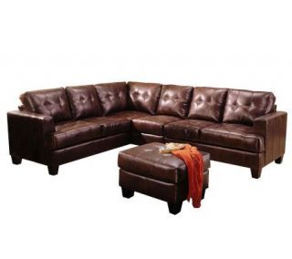 Samuel Brown Bonded Leather Sectional with Ottoman by Coaster