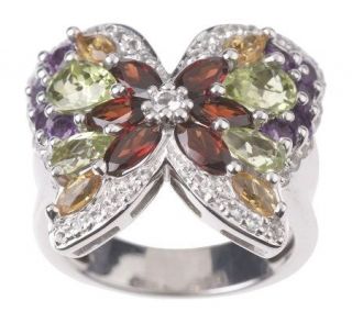 40 ct tw Multi gemstone Sterling Butterfly Ring —