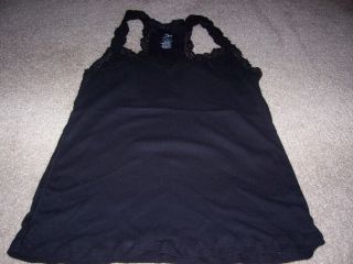 LC Lauren Conrad Black Lace Trim Racerback Tank Top Shirt XL