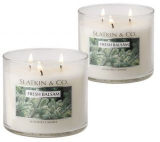 Slatkin & Co. Set of 2 Holiday Scented Triple Wick 14.5oz. Candles