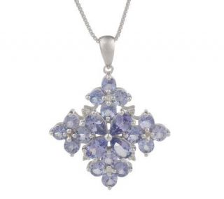 Sterling 4.00 ct tw Tanzanite Flower Cluster Pendant w/Chain