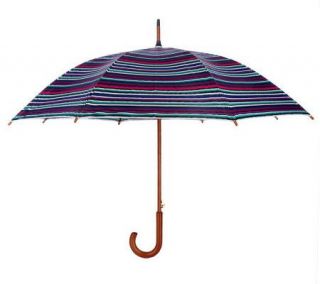 Dennis Basso Multi color Striped Umbrella with Wood Handle —