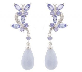 Sterling 2.35 ct tw Tanzanite and Blue Lace Agate Earrings —