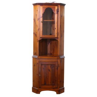 Ducal Pine Rosewood Glazed Corner Display Cabinet