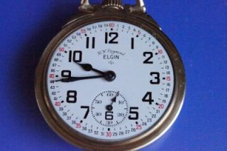 16 Size 21 Jewel Elgin B w Raymond Model 571 Railroad Pocket Watch SN