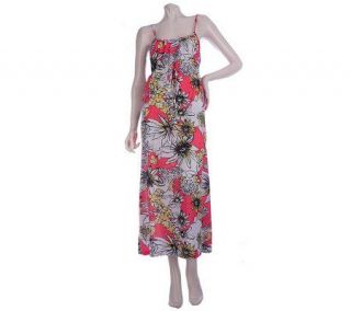 Stan Herman Floral Fiji Printed Jersey Maxi Dress —