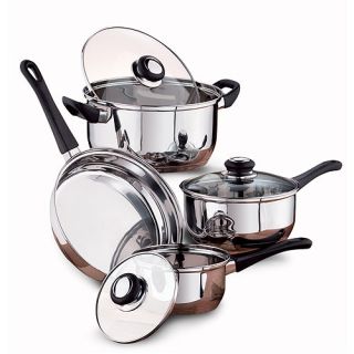 piece stainless steel cookware set includes one quart covered