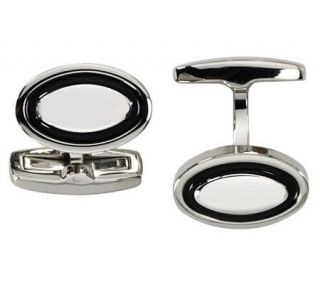 Forza Stainless Steel Black Enameled Cuff Links   J109436
