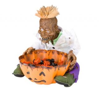 Animated Barfing Zombie Candy Bowl with Light Up Eyes —