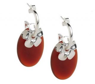 Paola Valentini Sterling Flower Gemstone Drop Earrings —