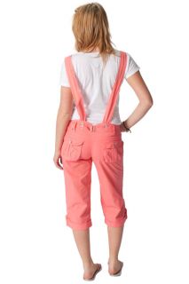 Womens 3 4 Length Bib Overalls Pink Ladies Cotton Capri Summer Pants
