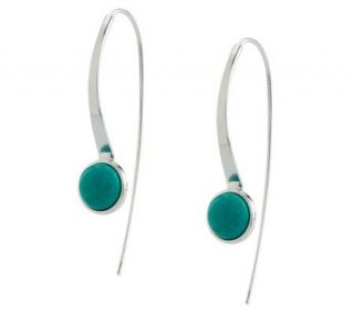 Sterling Turquoise Elongated Wire Earrings —