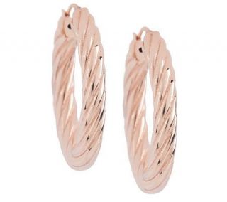 Bronzo Italia 1 1/2 Twisted Rope Design Oval Hoop Earrings —