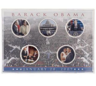 Set of 5 President Obama Limited Edition Inauguration Colorized Coins 