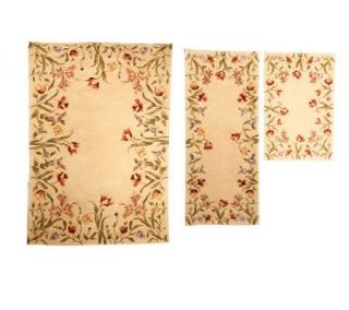 Royal Palace Floral Fields 3 pc. Area Size Handmade Wool Rug Set