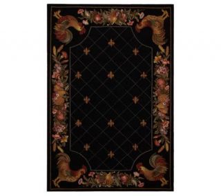Royal Palace Hand Hooked Rooster Fleur de Lis 6X9 Wool Rug