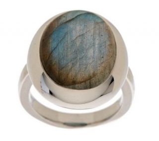 Bold Oval Chocolate Moonstone or Labradorite Sterling Ring —