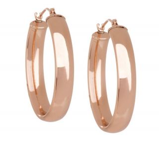inch Bold Oval Polished Hoop Earrings 14K Gold —