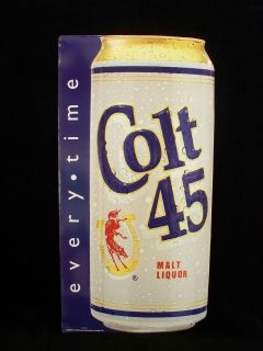 COLT 45 MALT LIQUOR GIANT CAN Metal Tin Beer Sign Bar or Man Cave