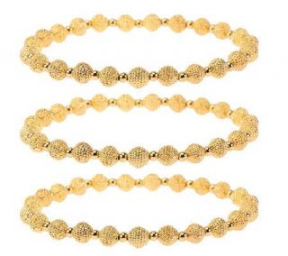 Joan Rivers Set of 3 Classic Textured Bead Bracelets —