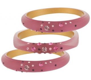Susan Graver Set of 3 Acrylic Bangles with Crystal Accent —