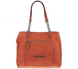 As IsB. Makow sky Snap Top Pocket Tote w/ Chain Detail —