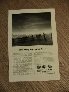 1944 Advertisment The Army Moves at Dawn Boy Cow National Dairy
