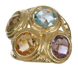 Veronese 18K Clad 6.50 ct tw Multi gemstone Hammered Ring —