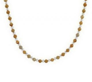 As IsSterling American 6mm Round Gemstone Bead Necklace —