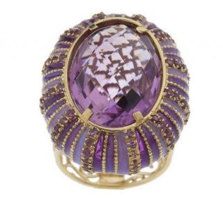 Arte d Oro 12.50 cttw Gemstone & Enamel Ring 18K Gold —