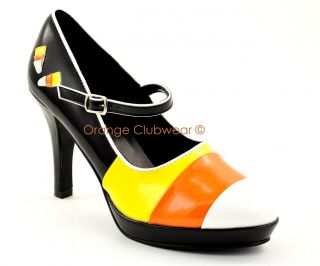 PLEASER Candy Corn Mary Jane Halloween Costume Shoes