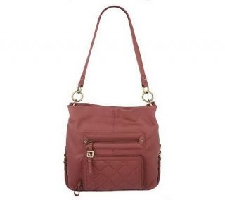 Stone Mountain Pebble Leather Hobo Bag with Front Organizer and Stud 