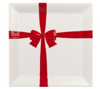 Isaac Mizrahi Live Holiday Bow 12 Ceramic Serving Plate —