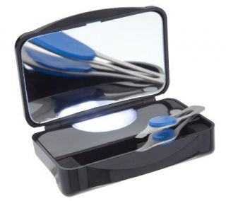 Floxite Lighted 10x Magnification Mirror Case w/Tweezers —