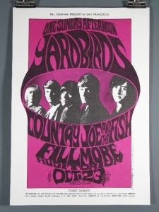 The Yardbirds Country Joe Vintage RARE Poster BG033