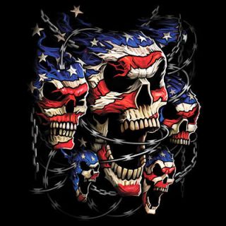 Cool Tshirt Patriotic Skulls Barb Wire Breakthrough American Flag USA