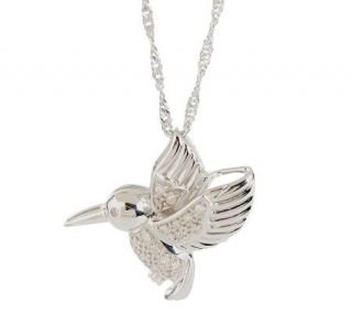 AffinityDiamond 1/7 ct tw Sterling Hummingbird Pendant w/Chain