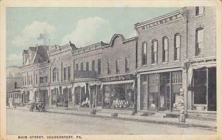 PA Coudersport Great View of Main Street Barber Pole C1915