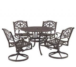 Home Styles Cast Aluminum 48 Round Table w/4 Swivel Armchairs