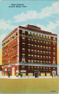 Old postcard HOTEL CHIEFTAIN Council Bluffs Iowa picturing hotel