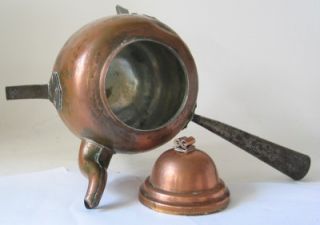 Antique Copper Tea Kettle with Wrought Iron Mountings c.1900