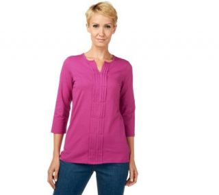 Liz Claiborne New York 3/4 Sleeve T Shirt w/Center Pleats —