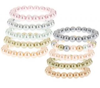 KJL Inaugural Simulated Pearl Set of 10 Bracelets —