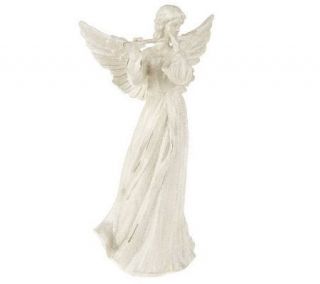 14 White Glittered Angel with Musical Instrument by Valerie
