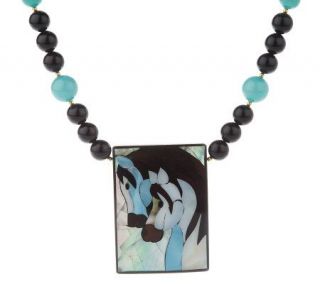 Lee Sands Double Horse Inlay Necklace —