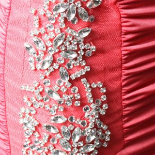 Coral Pink Sleeveless Cowl Neck Plunge Rhinestone Embellish Club Dress