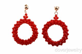  vendio gallery now free fine red coral 14k gold hoop stud earrings nr